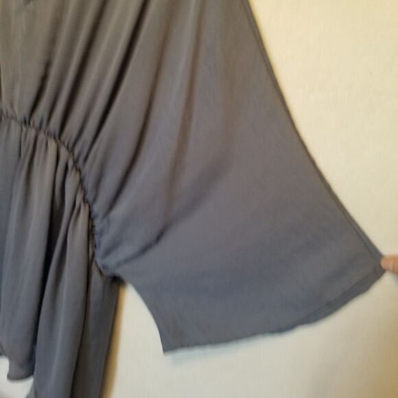 American Eagle XXL Top Peplum Gray Textured Satin Preppy Going Out Flowy Classic - Picture 2 of 10